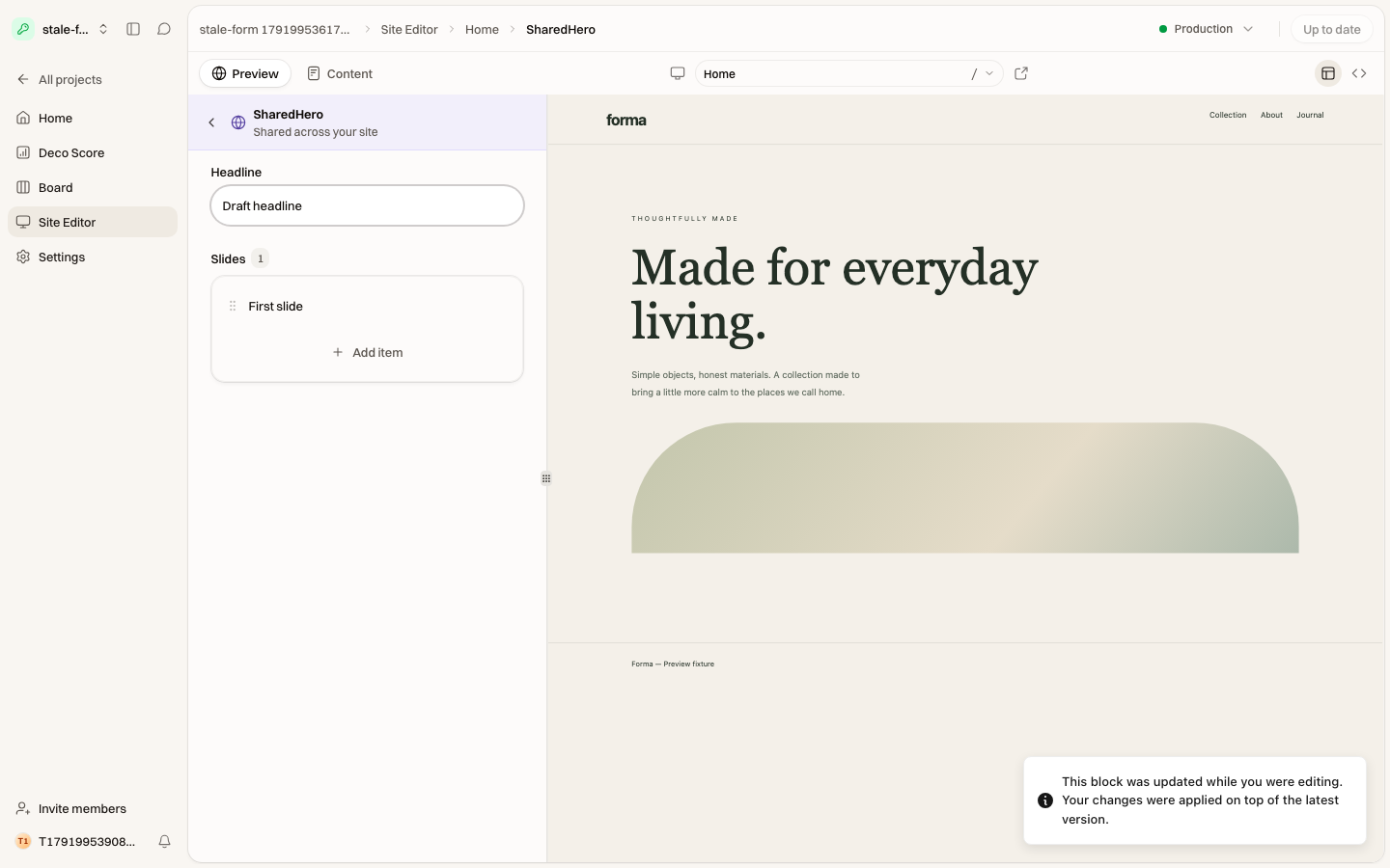Section form after merging another editor's change